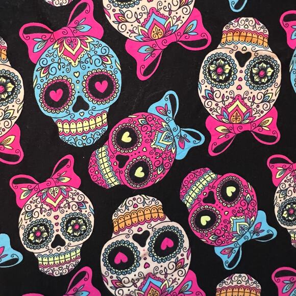 Women’s Junior Y2k Halloween Mexican Sugar Skull Colorful Super Soft Top Large - Picture 8 of 11